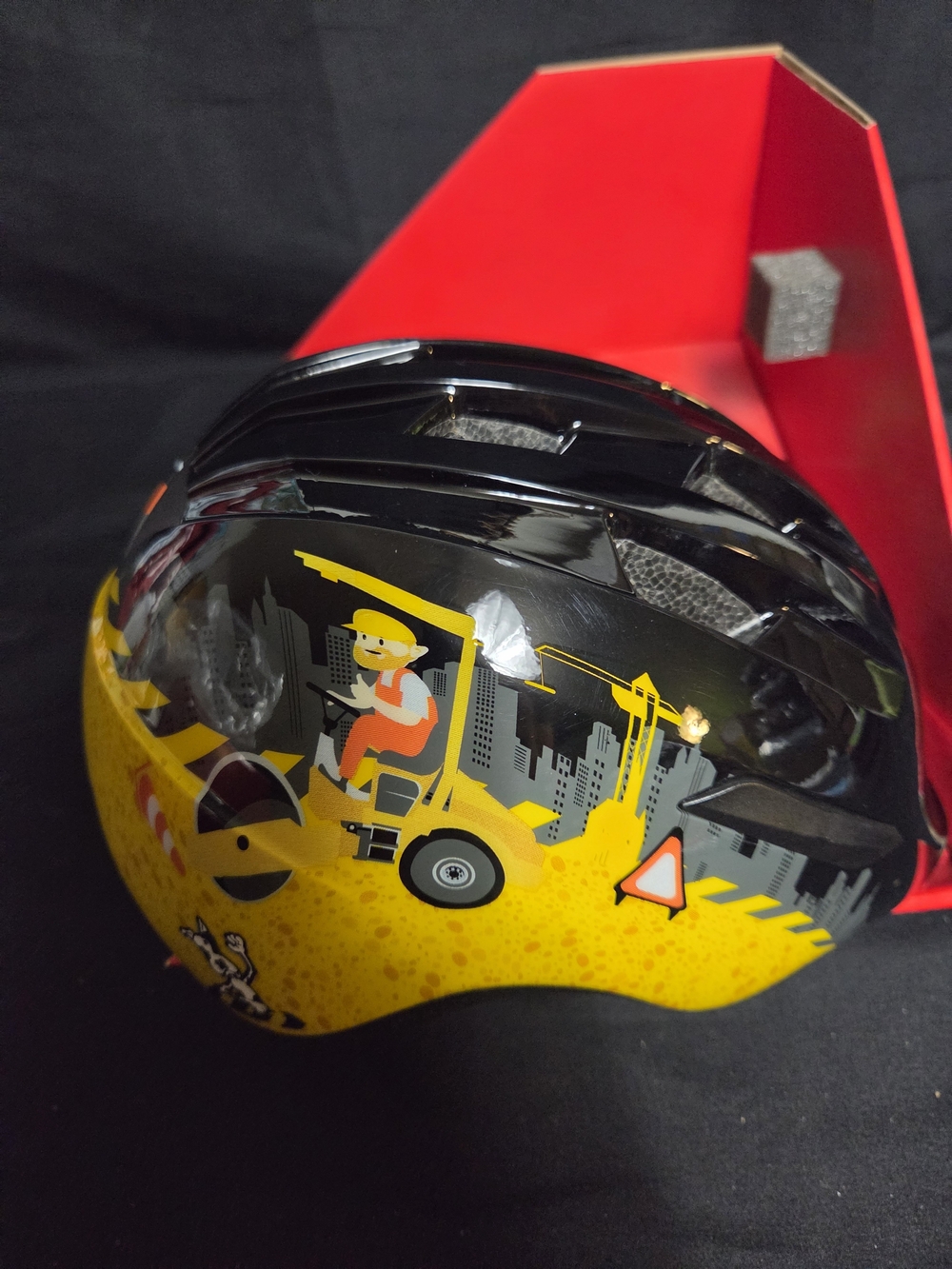 NWT Garneau Piccolo Kids Bike Helmet - Construction Excavator Yellow - Size UC